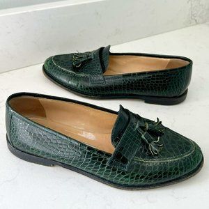 Manolo Blahnik Crocodile Loafers (green)